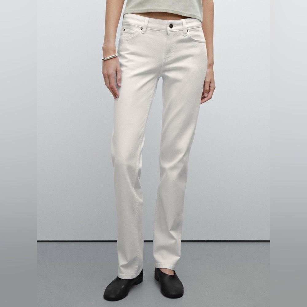 Massimo Dutti Comfort Denim Low-rise Straight Fit Jeans • White NWT